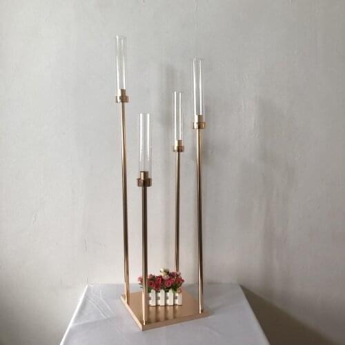 10PCS Candle Holders 4 Arms Candlestick Vases Wedding props Table Centerpiece Candelabra Pillar Stand Road Lead Party Decoration