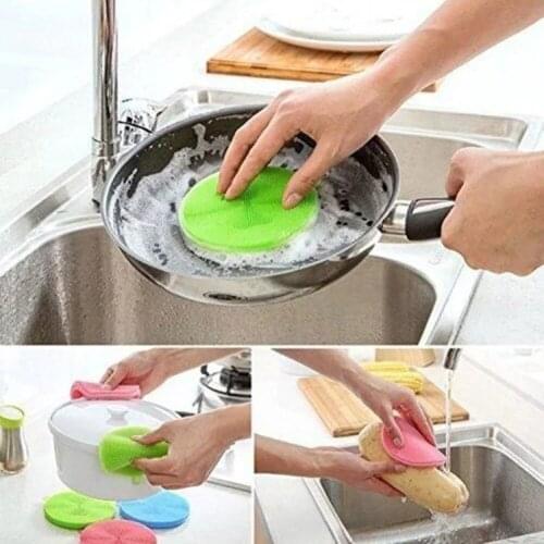 2Pcs Dishwashing Brush Silicone Cleaning Brush Washing Dish Plate Kitchen Cleaning Towel Tableware Insulation Pad