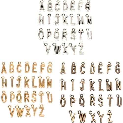 26Pcs/Lot Alphabet A-Z Pendents Letters DIY Jewelry Findings Gold Bronze Silver Color For Jewelry Making