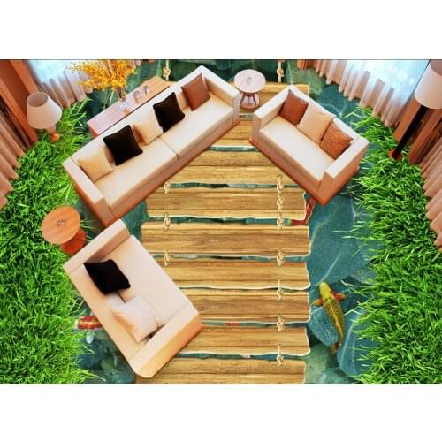 3d bathroom wallpaper waterproof Flower wood board path 3d flooring Home Decoration pvc wallpaper 3d