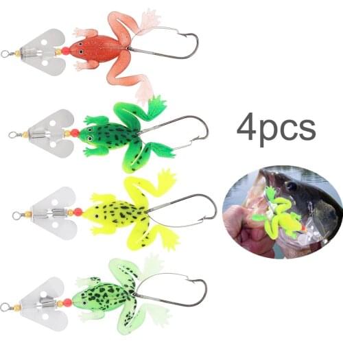 4pcs / set Frog Soft Baits 7cm 6g Sinking Bass Carp Artificial Spinner Spoon Bait Fishing Lures