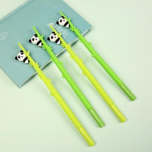 48 pcs/lot Creative Panda Bamboo Gel Pen Cute 0.5mm black ink Neutral Pen School writing Supplies Promotional Gift