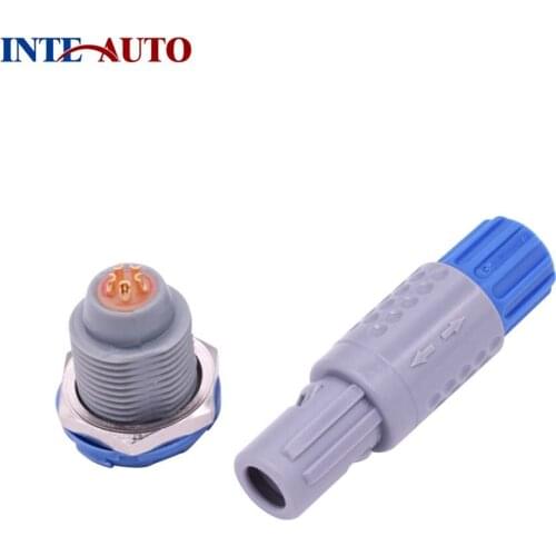 5 pins 1P series medical connectors plastic Cylindrical Cable plug panel mount receptacle brass plated gold contacts soldering