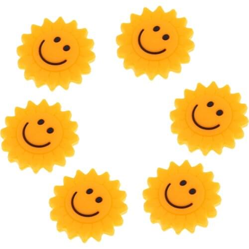 6 Pieces Smiling Sunflower Tennis Racquet Vibration Dampener Shock Absorbers Set