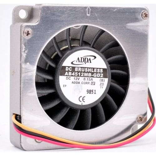 AB4512MB-GD2 4.5cm 45mm 45x45x10mm DC12V 0.15A 3 lines double ball bearing aluminum housing blower cooling fan for 3D printer