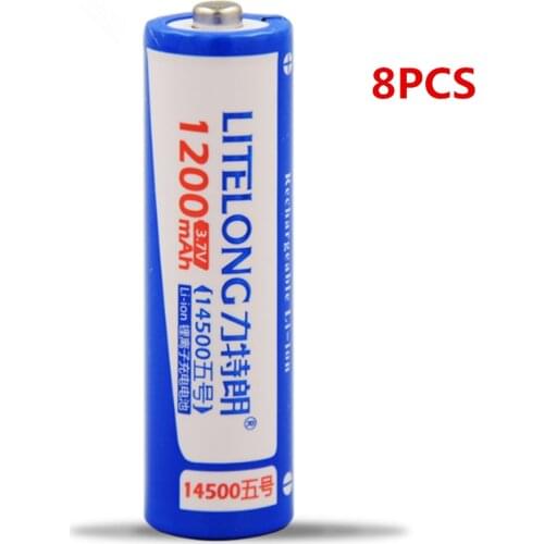 8pcs/lot Original 3.7V 1200mAh AA rechargeable battery 14500 rechargeable lithium battery suitable for flashlight battery