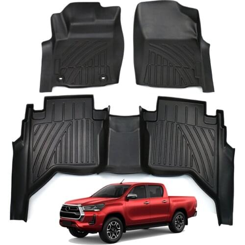 Auto Tpe Floor Mats All Season Custom Fit All Cars 4 Piece Black All Weather Car Floor Liner For Toyota Hilux