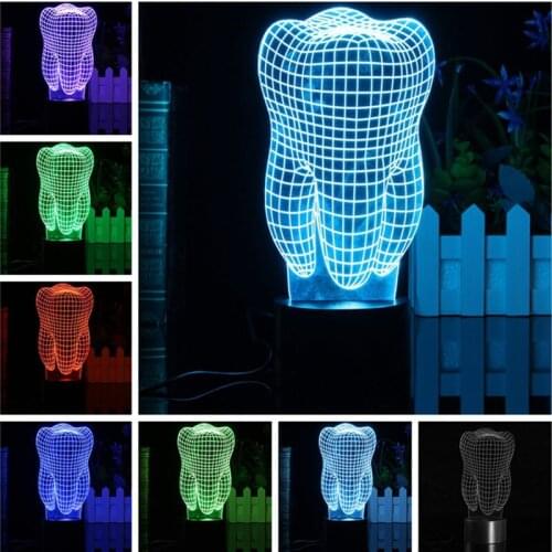Free shipping 0.5W 3D Tooth LED RGB Touch Switch 7 Color Charging Night Light Desk Table Lamp Bedside Decor Light
