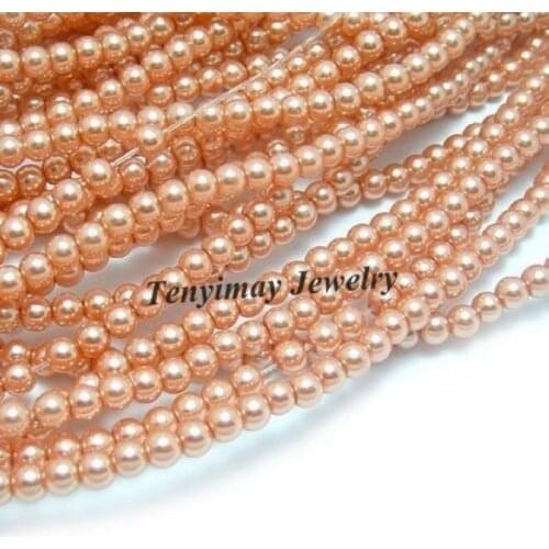 Free Shipping 6mm Orange Glass Imitation Pearls, Imitation Pearl DIY Loose Beads