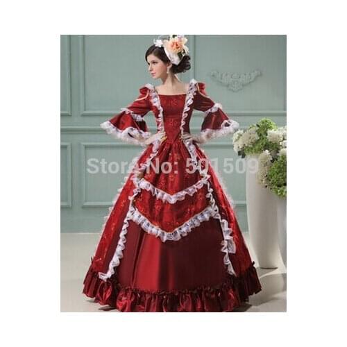 Burgundy beading adults long Medieval dress Renaissance gown Sissi princess gothic Victorian Belle Ball