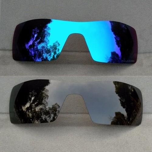 Black & Ice Blue Mirrored Polarized Replacement Lenses for Oil Rig Frame 100% UVA & UVB