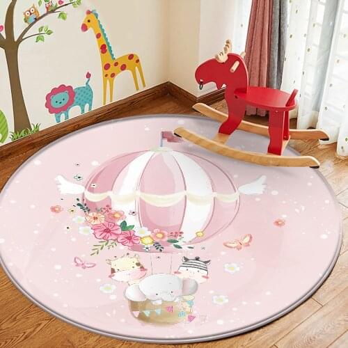 Dropshipping Flower Balloon Animal Non-Slip Children Flannel Carpet Baby Hand Print Round Carpet Baby Play Children Carpet