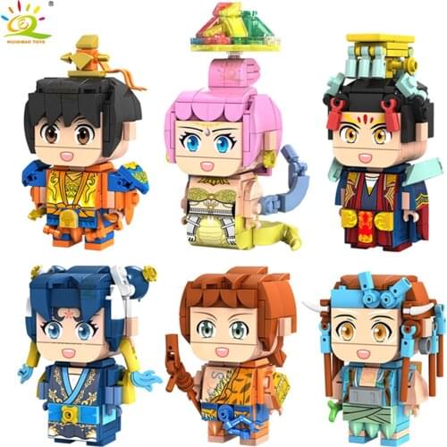 HUIQIBAO Chinese Mythological Figures Model Building Blocks HouYi Nuwa Jingwei Ancient Dolls City Educational Children Toys