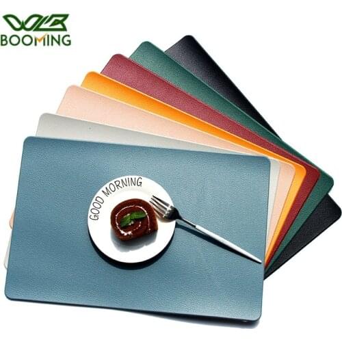 WBBOOMING 7 Colors Nordic Placemat Leather Material Anti-oil Non-stick PVC Table Mat Home and Table Decorations