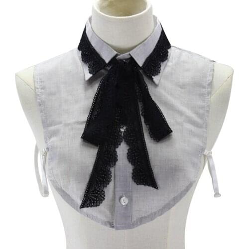 Fashion Detachable Collars Lace bow bamboo section cotton shirt collar sweater decorative Women ribbon Crystal Pearls Cowboy
