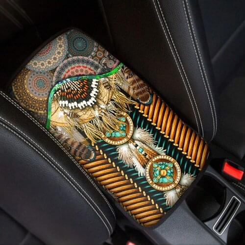 Fashion Tribal Navajo Design Heavy-Duty Cover Center Console Pad Universal Car Accessories Armrest Box Cover Car Console Cover