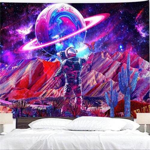 Wall Tapestry Astronaut Planet Print Decorative Cloth Hanging Carpet Home Accessories for Bedroom 150x200cm