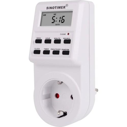 One lot of 6 PCS EU Plug Weekly Programmable Digital Wall Plug-in Power Socket Timer Switch Outlet Time Clock 220V 110V AC 16 A