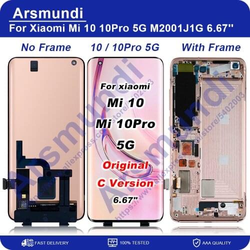 6.67'' AMOLED For Xiaomi Mi 10 lcd Touch Screen Digitizer Screen Assembly For Xiaomi Mi 10 Pro 5G LCD Display