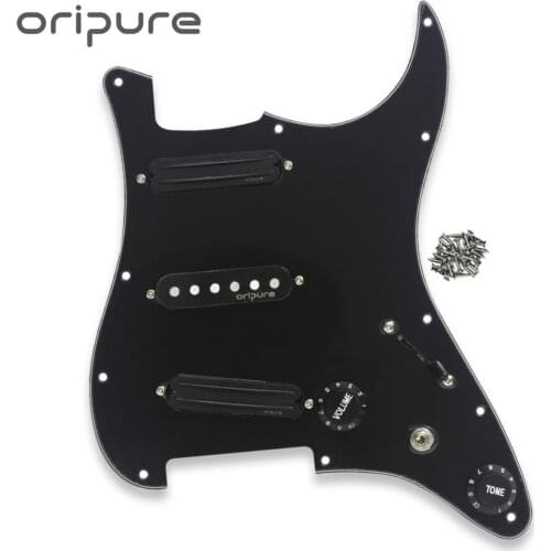 OriPure Black SSS Loaded Guitar Pickguard Alnico 5 Pickups For FD Strat Style Guitar Parts