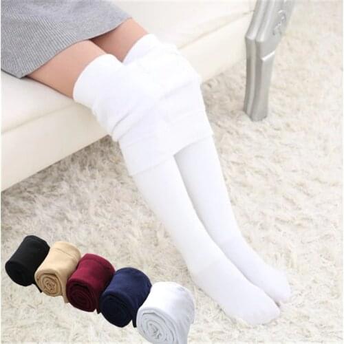Autumn Winter Pants Baby Girls Tights Cotton Thick Warm Pantyhose Solid Stocking Children Trouser For 2 to 12 Years Kids Clothes