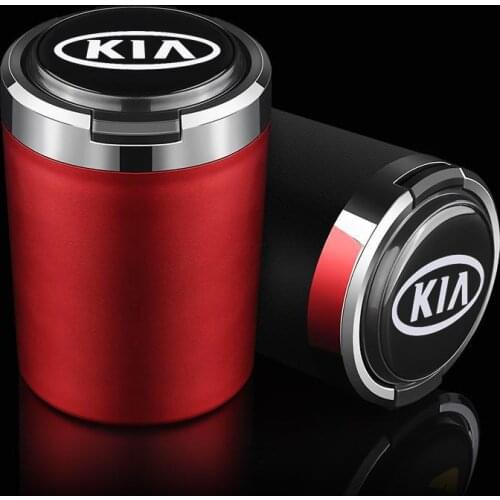 For Kia Car Ashtray Car Logo With Led Lights Cover Cerato Forte Optima K2 K3 Rio3 K9 KX3 KX5 Creative Personality Ashtray