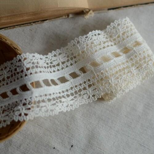 2M/lot 6cm wide Exquisite beige cotton perforated lace Sewing and trimming baby dress skirt dressing accessories SC816