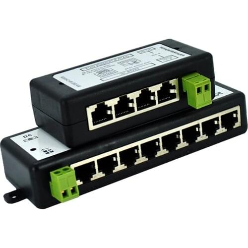 2 Pieces POE Power Injector 4Ports 8Ports Over Ethernet IEEE802.3af POE Splitter for IP CCTV Network POE Camera