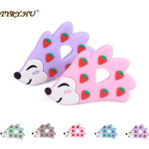 TYRY.HU 1PC Silicone Baby Teething Hedgehog Strawberry DIY Teething Childrens Goods Food Grade Silicone BPA Free Baby Teether