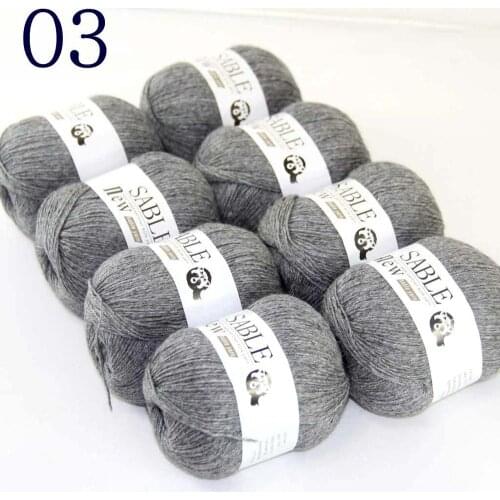 Sale Super Soft 8X50g Pure Sable Cashmere Wrap Shawls Hand Knit Wool Crochet yarn Mom Gray 243-03-8