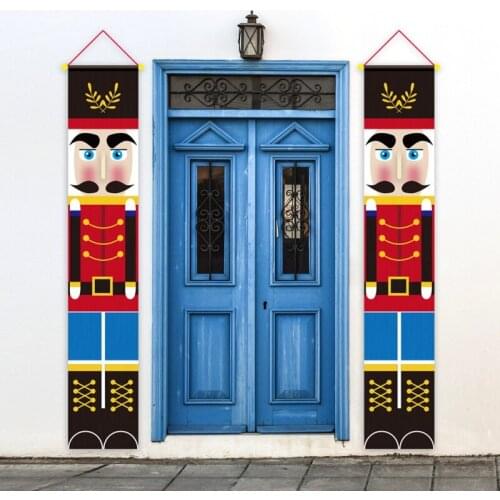 1SET Christmas Door Curtain Merry Christmas Decoration for Home Xmas Nutcracker Curtain Natal Navidad 2021 New Year