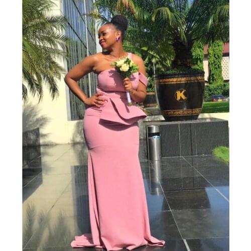 Sexy Mermaid Long Bridesmaid Dresses For African Black Girls One Shoulder Wedding Party Dress 2021 Prom Formal Gowns Custom Made