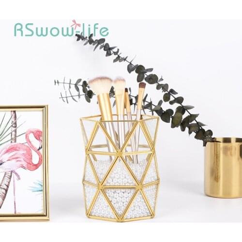 Nordic Decoration Home Glass Beauty Brush Tube Beautiful Makeup Brush Storage Bucket Creative Vase For Vase Decoration Home
