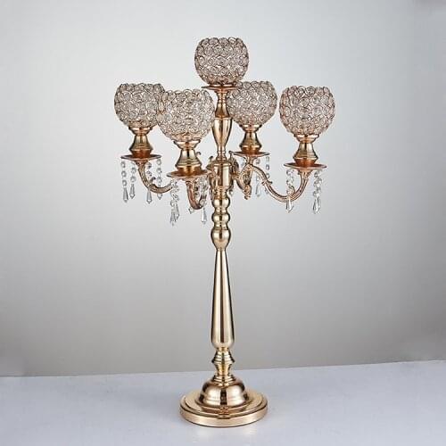 Wedding Crystal Candelabras Gold Wedding Candelabrum Candle Holder Table Centerpiece