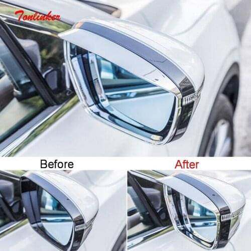 Tonlinker Exterior Rearview mirror Rain Eyebrow Cover Sticker for GEELY SX11Coolray 2018-20 Car Styling 2 PCS ABS Cover Stickers