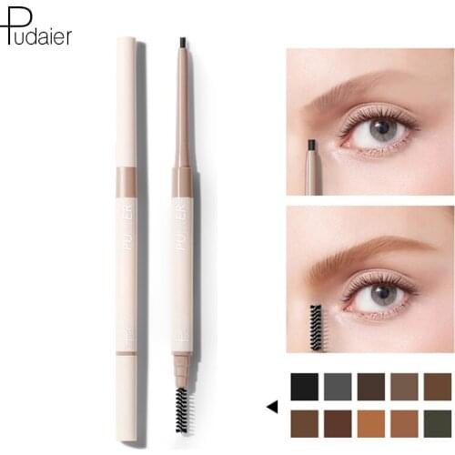 Pudaier 10 colors Eyebrow Pencil Waterproof Natural Long Lasting Eye Brow Cosmetics Double-headed Eyebrow makeup brow color pen