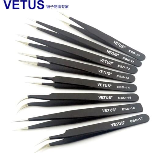 Vetus Black Eyelash Extension Tweezers High Precision Stainless Steel Non-magnetic Eyebrow Tweezers Professional Makeup Tools