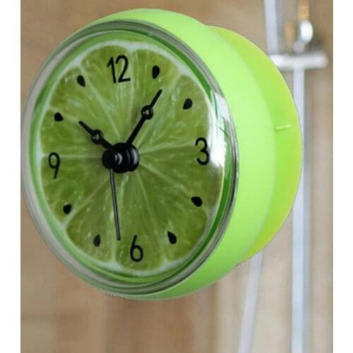Bathroom Kitchen Waterproof Wall Watch Fruits Lemon Suction Cup Refrigerator Home Wall Clock