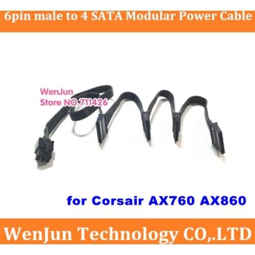 High Quality PCI-E 6 pin Male 1 to 4 SATA 15pin modular power cable for Corsair AX760 AX860 series