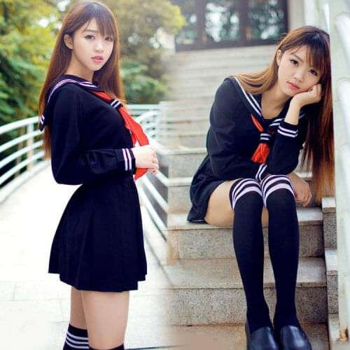 Japanese sailor suit Anime cosplay costume Girls High school student Long-sleeve JK uniform