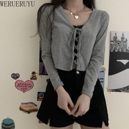 WERUERUYU 2021 V-neck Top Womens Summer Autumn Small Cardigan Thin Long-sleeved Cardigan