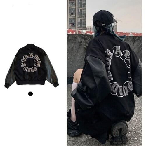Women Coat Womens Spring Bomber Baseball Jacket Plus Size Stitched Sleeves 2021hot Diamond Hip Hop Trend Clothes Streetwear