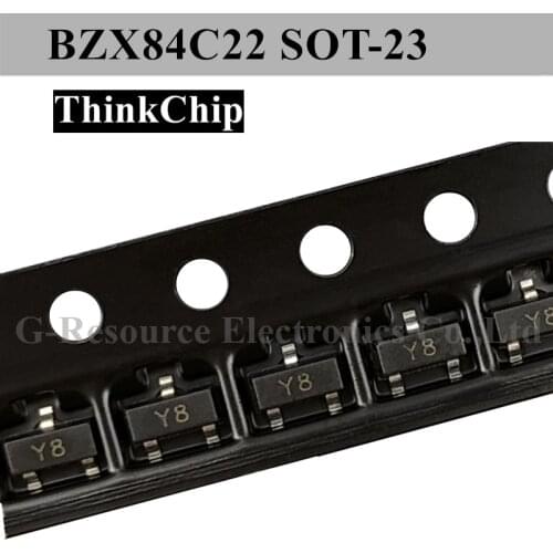 100pcs) BZX84C22 SOT-23 BZX84 22V SOT23 SMD Voltage stabilized diode (Marking Y8)