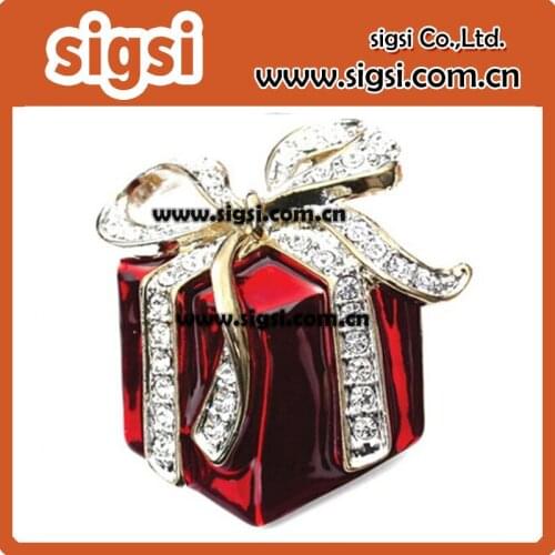 100pcs/lot 40mm Beautiful Rhinestone Red Present Gift Christmas Pendant