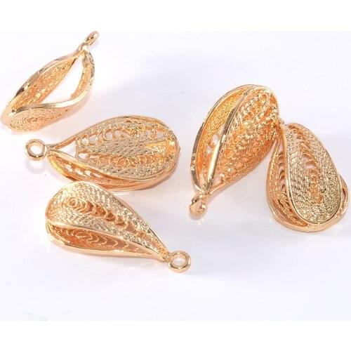 6PCS 23x12MM 24K Champagne Gold Color Plated Brass Double Drop Feather Charms Pendants High Quality Diy Jewelry Accessories