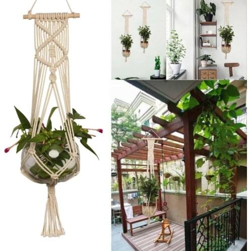2021 Handmade Macrame Plant Hanger Flower Pot Planter Hanger Home Wall Decor Courtyard Garden Hanging Planter Hanging Basket