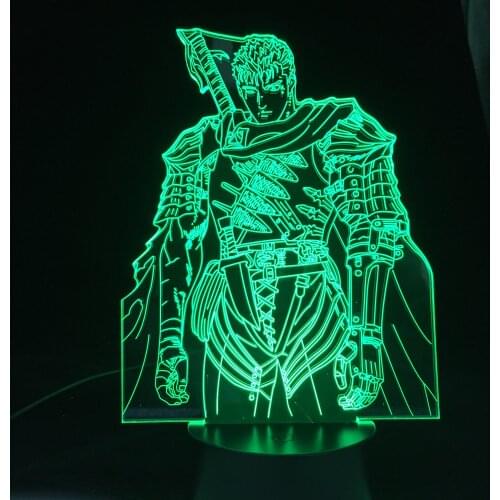 Berserk 3d Table Lamp Guts Anime Lamp Nightlight Kids Child Girls Bedroom Decor Light Manga Gift Night Light Lamp Dropshipping