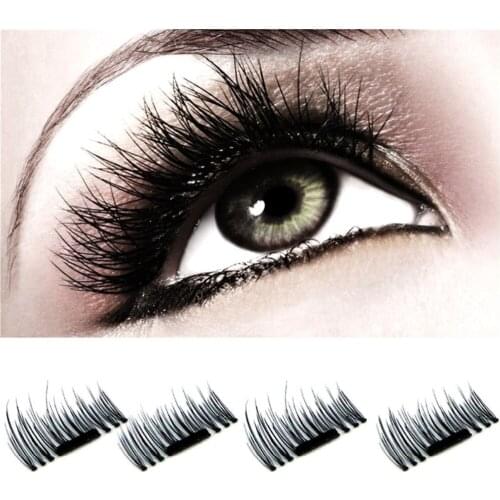 4pcs 3D Double Magnetic Eyelashes Magnet False Eyelashes Full Strip Magnetic Cilia Eyelash LashesHair Reusable Fake Eye Lashes