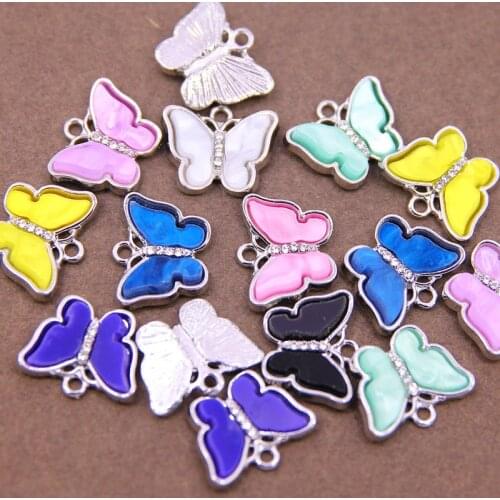 6Pcs/set Exquisitel Shiny Butterfly Resin Womens Necklace Earring DIY Jewelry Making Supplies Cute Butterfly Pendant Accessorie