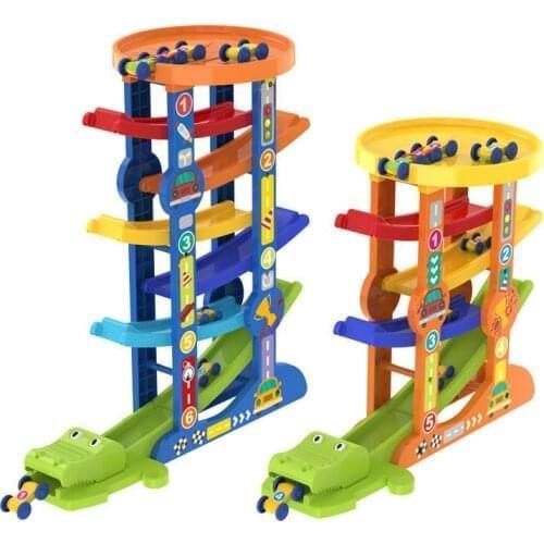 7-Layer Ramp Race Track & 6 Mini Inertia Car Sliding Toys Baby Toddler Motor Skill Developmental Toys Kids Children Gifts